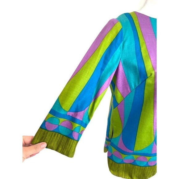 Alex Colman California Top Womens Size 12 Vintage Cotton Button Back Blue Green - Picture 7 of 13